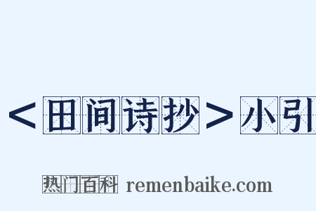 ＜田间诗抄＞小引是什么意思的图片